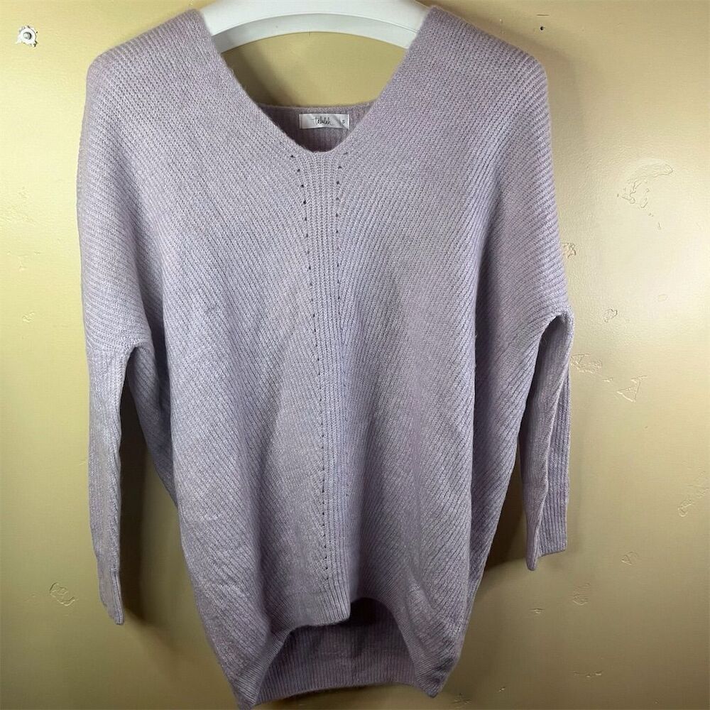 Talulah Women's V-Neck Ribbed Pullover Sweater Purple Size Small Career Wear